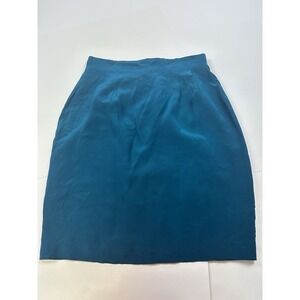 Diane‎ Von Furstenberg 100% Silk Skirt Teal Pencil Women's Size 16 Vintage DVF